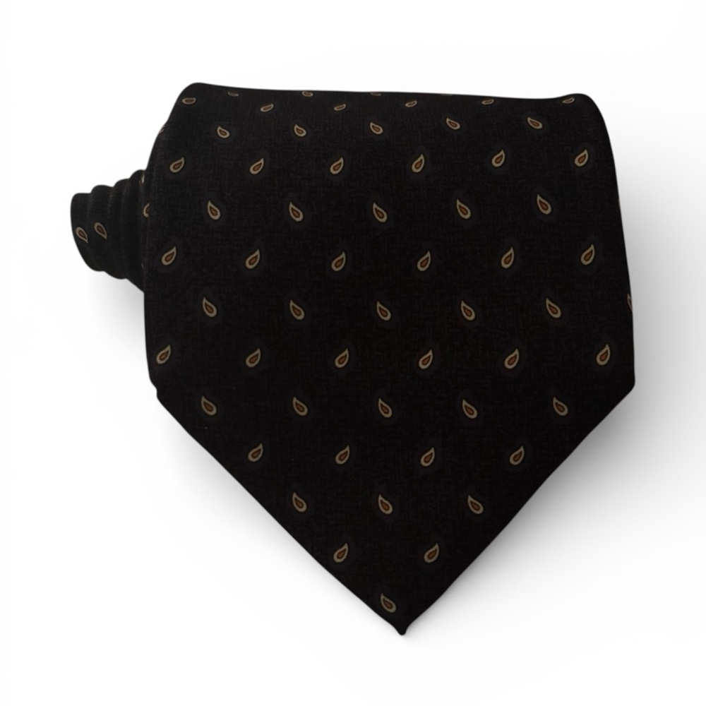 DUNHILL London 100% Silk Tie Black Paisley Jacquard Made in Italy Luxury